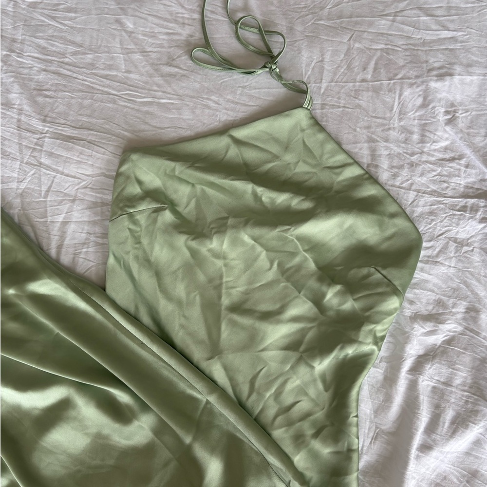 Dynamite Green Satin Halter Maxi Dress Size Small